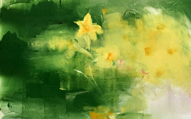 South Carolina Yellow Jessamine - (2018) - Mixed Media on Paper - 20 x 16 inches (image); 30 x 22 inches (paper)