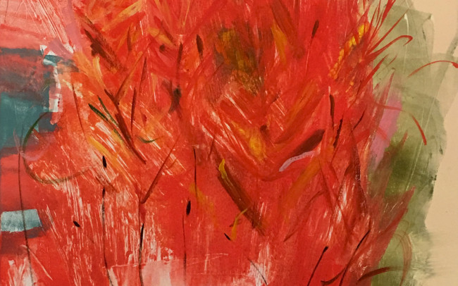 Wyoming Indian Paintbrush - (2018) - Mixed Media on Paper - 20 x 16 inches (image); 30 x 22 inches (paper)