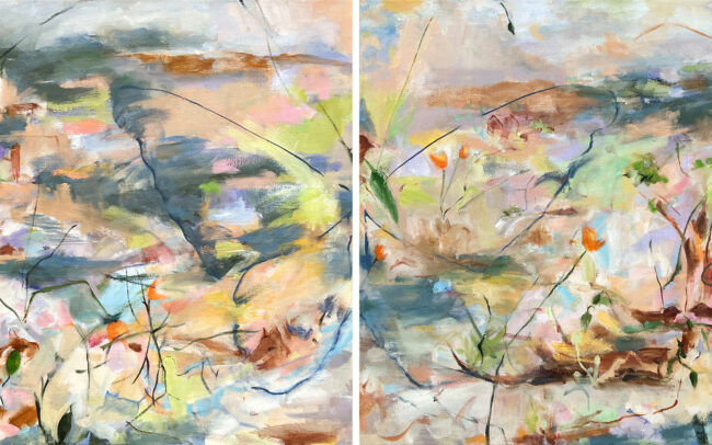 Caterpillar (2023) - Oil on Canvas - 18 x 36 inches (diptych)